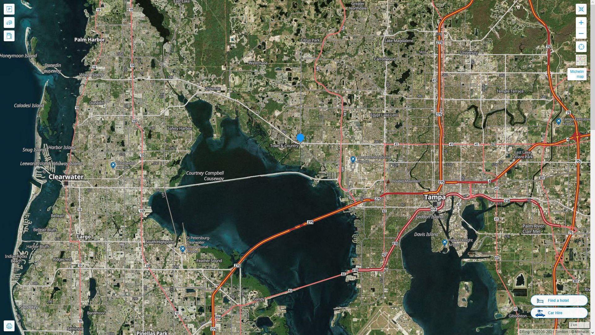 Town n Country Florida Highway and Road Map with Satellite View